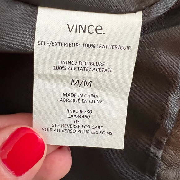 Vince NWT Gray Leather Biker Jacket with Quilted Sleeve Detail - size M - Picture 14 of 16